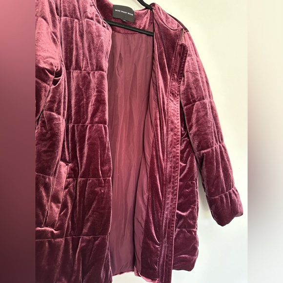 Who What Wear Maroon Velvet Coat - Picture 3 of 6